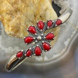 Carolyn Pollack Southwestern Style Sterling Red Jasper Cluster Women's Bracelet